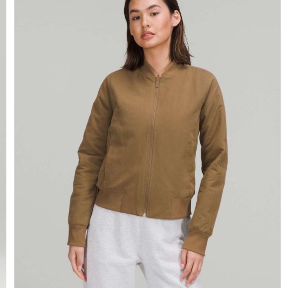 lululemon athletica Jackets & Blazers - LULULEMON Tan Brown Non-Stop Cotton Bomber Jacket 6